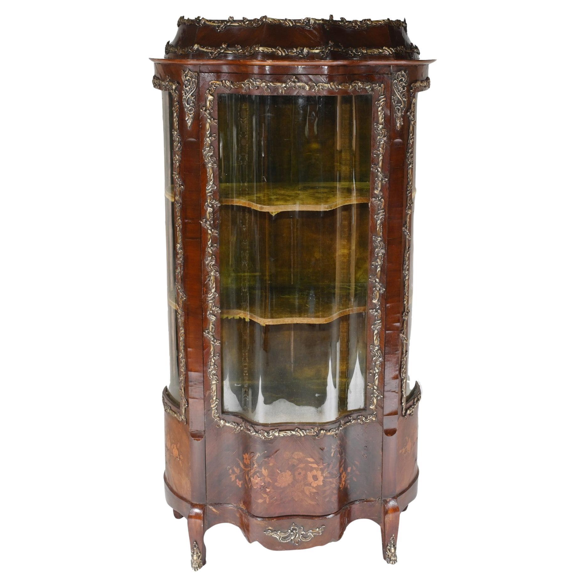 Antique Display Cabinet French Louis XVI Inlay Bijouterie en venta