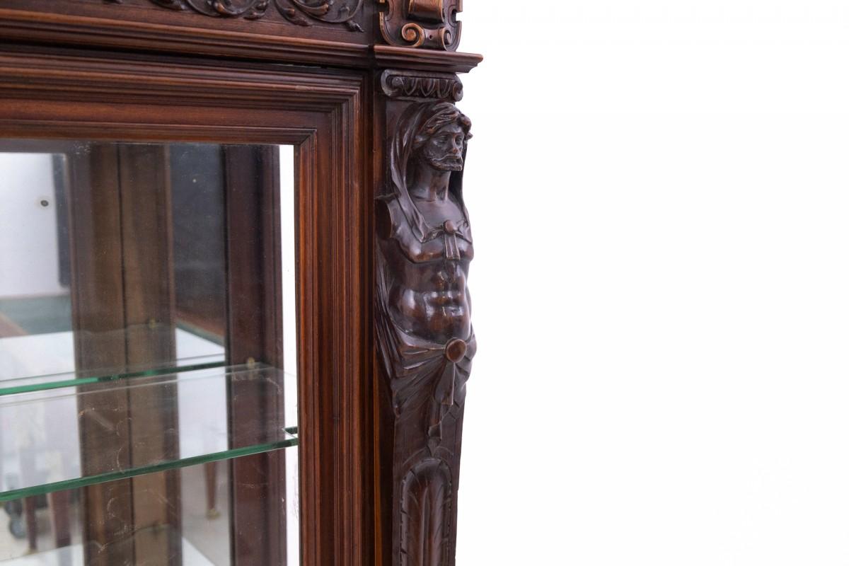 Antique display cabinet from around 1880, France. In Good Condition For Sale In Chorzów, PL