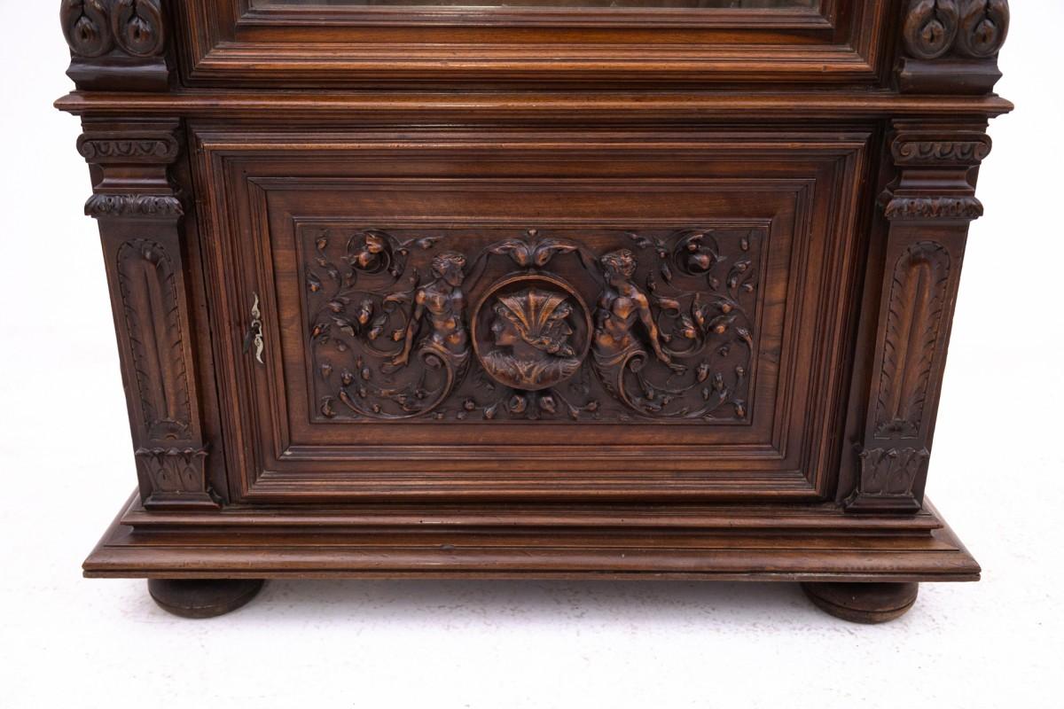 Glass Antique display cabinet from around 1880, France. For Sale
