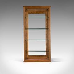 Antique Display Cabinet, Glass Shelves, English, Late 19th Century, Oak