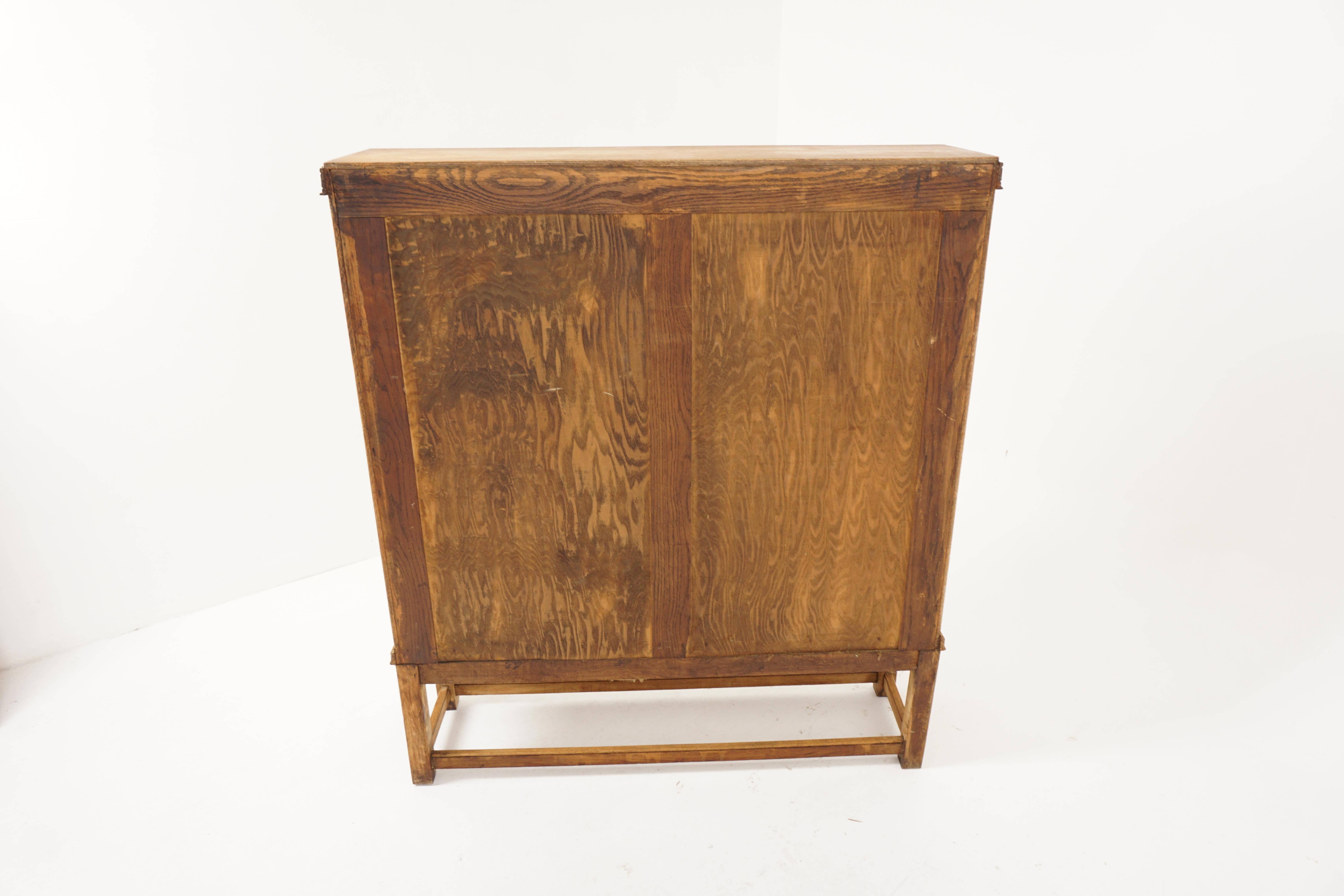 Antique Display Cabinet, Golden Tiger Oak, Bookcase, Scotland 1920, B2605 5