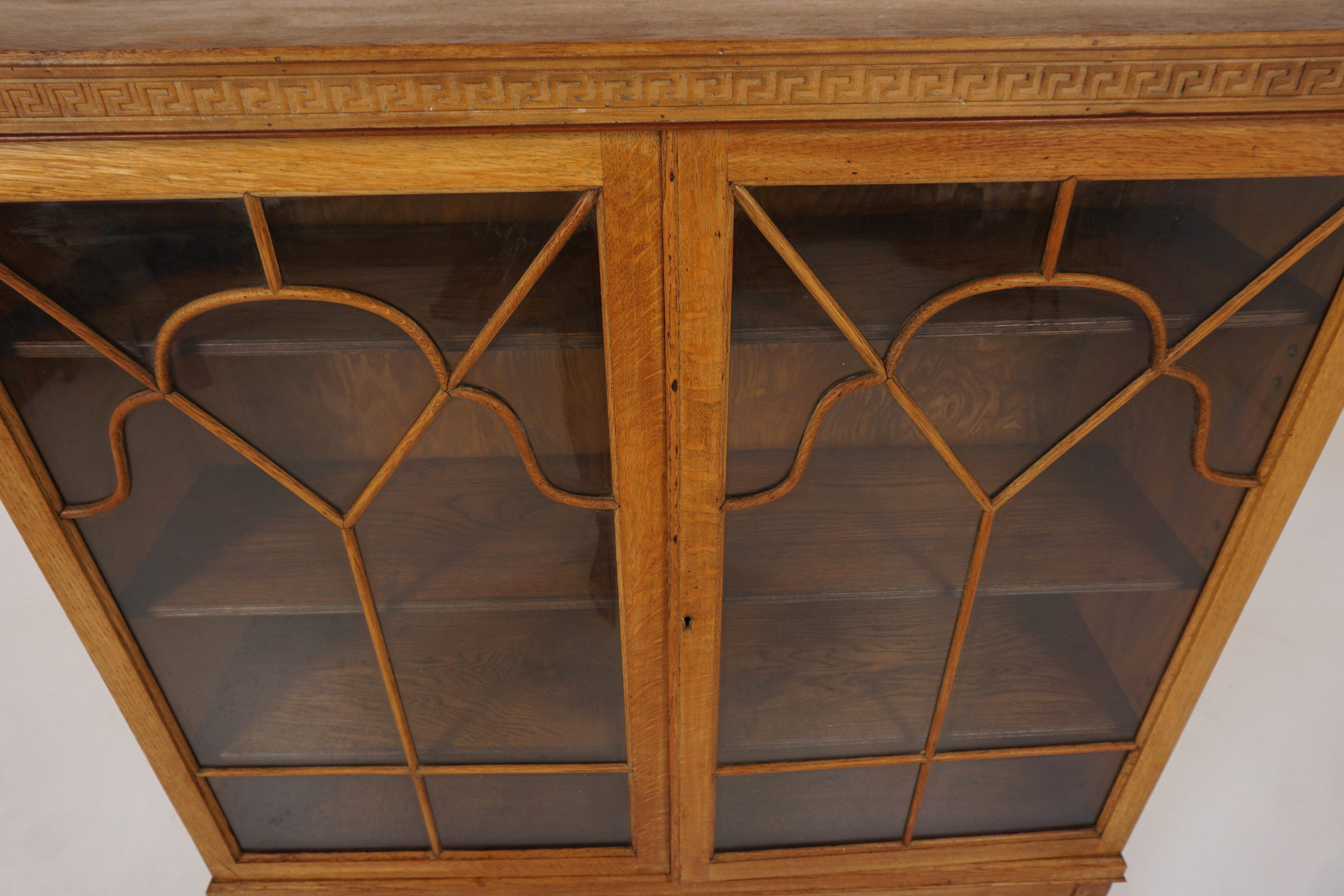Hand-Crafted Antique Display Cabinet, Golden Tiger Oak, Bookcase, Scotland 1920, B2605