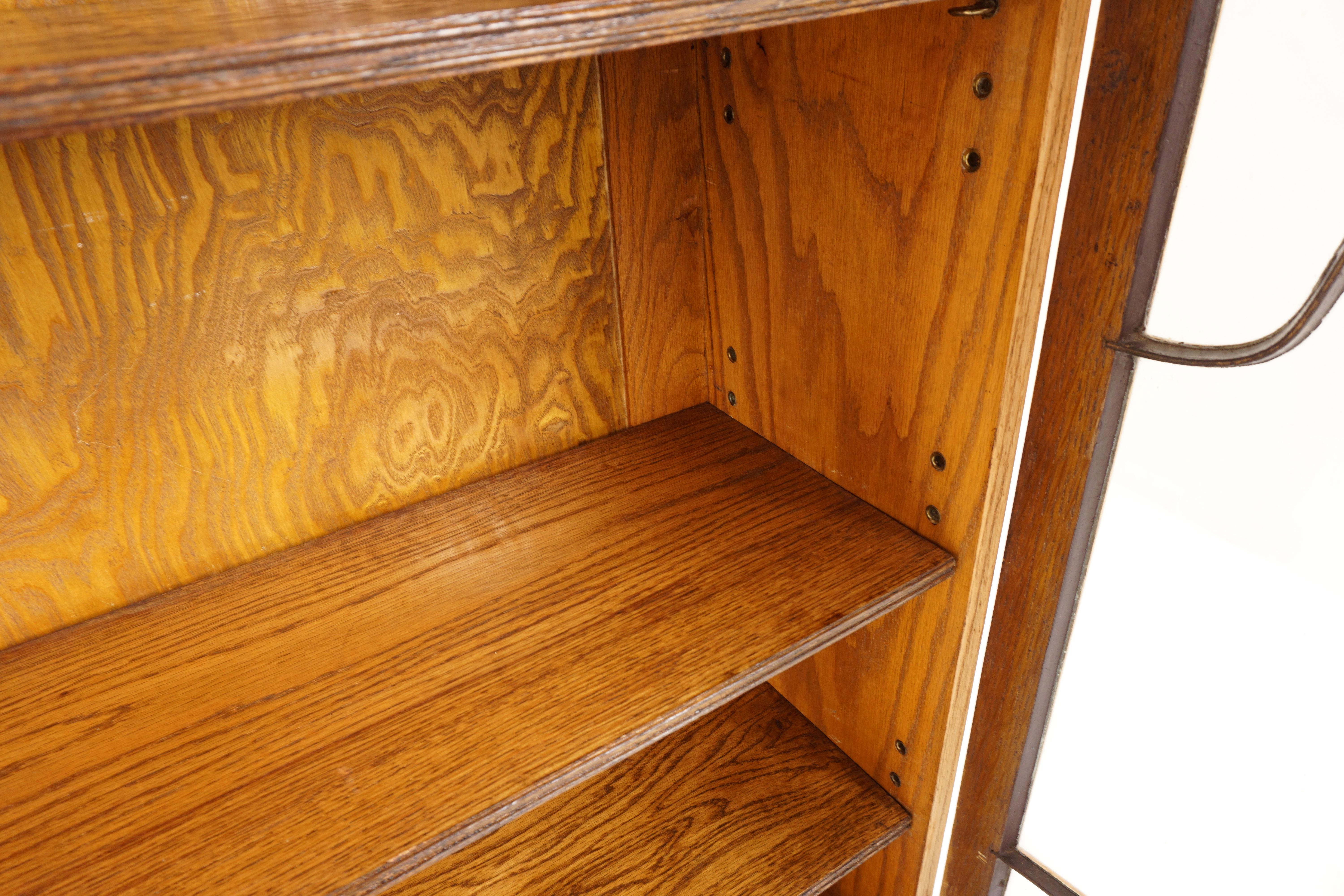 Antique Display Cabinet, Golden Tiger Oak, Bookcase, Scotland 1920, B2605 2