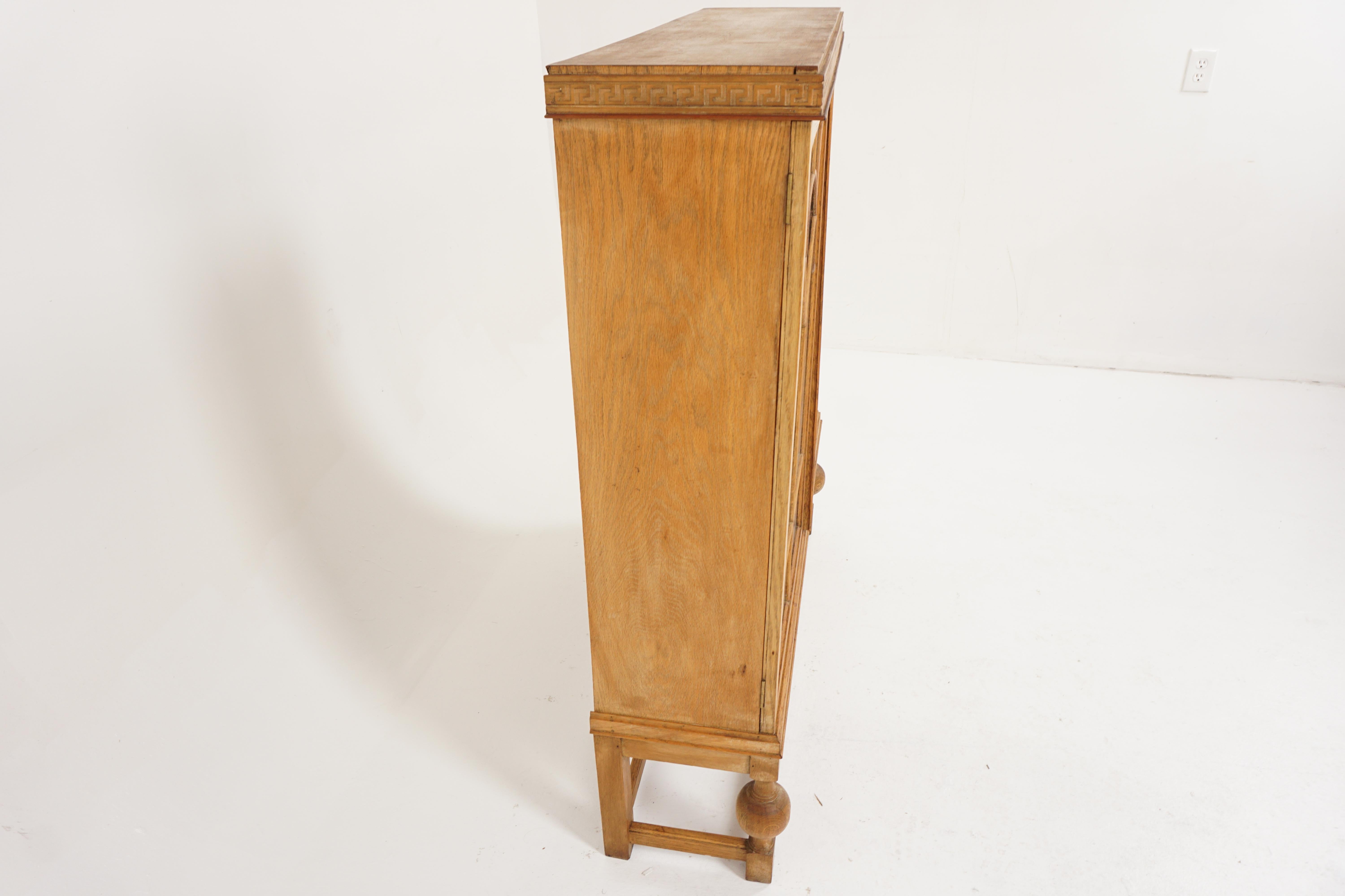 Antique Display Cabinet, Golden Tiger Oak, Bookcase, Scotland 1920, B2605 3
