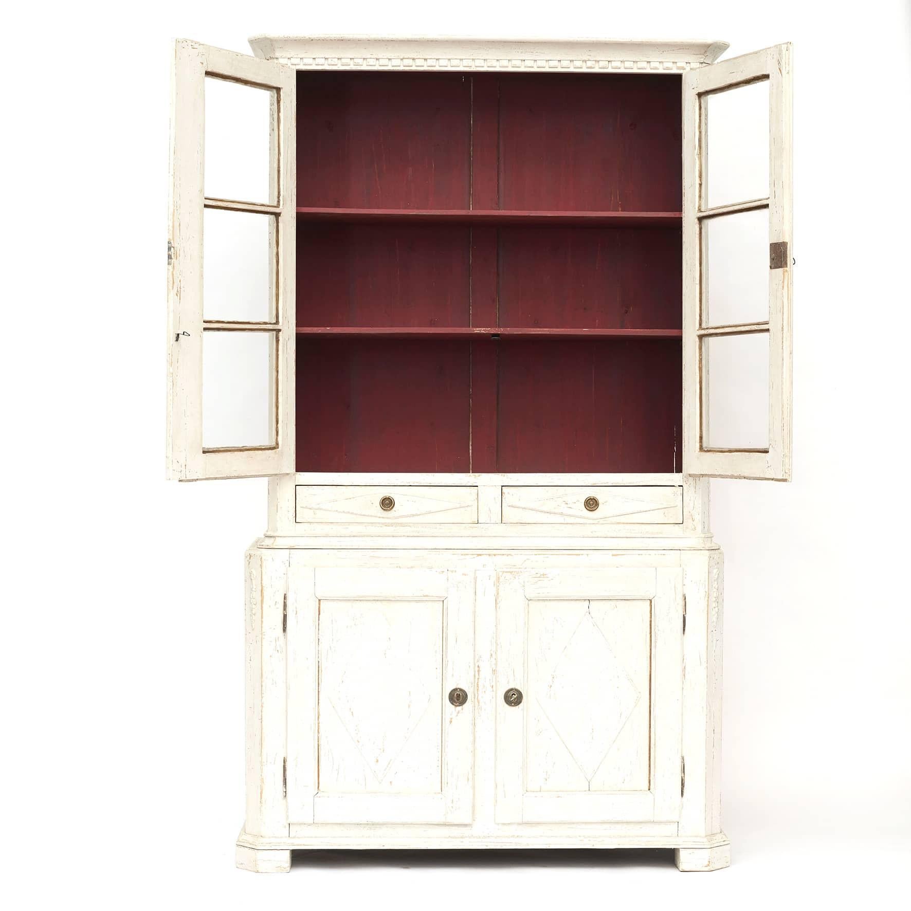 19th Century Antique Display Cabinet, Gustavian Style, Sweden, C. 1840 For Sale