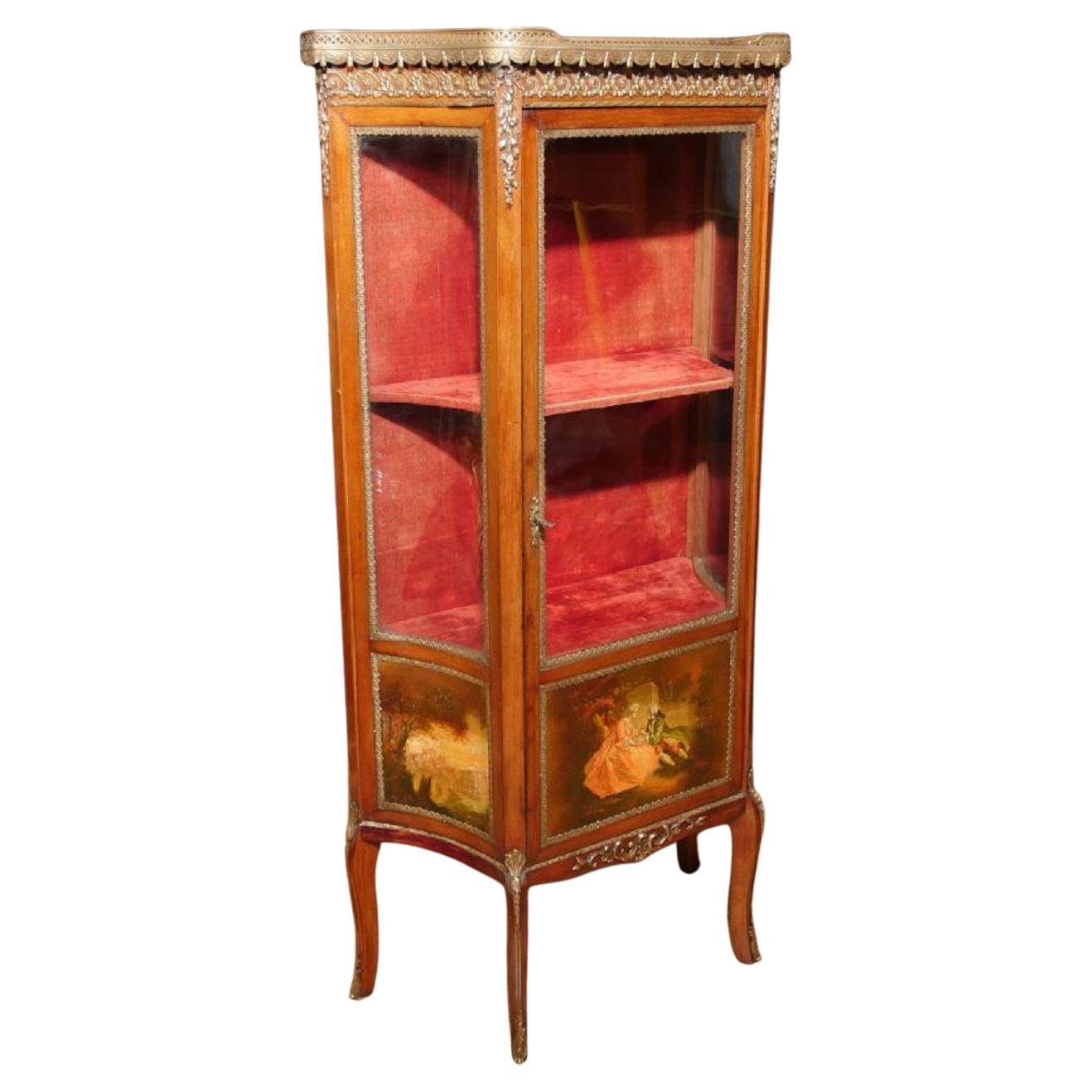 Antique Display Cabinet, Vernis Martin 1890 Angela Kaufman Vitrine For Sale