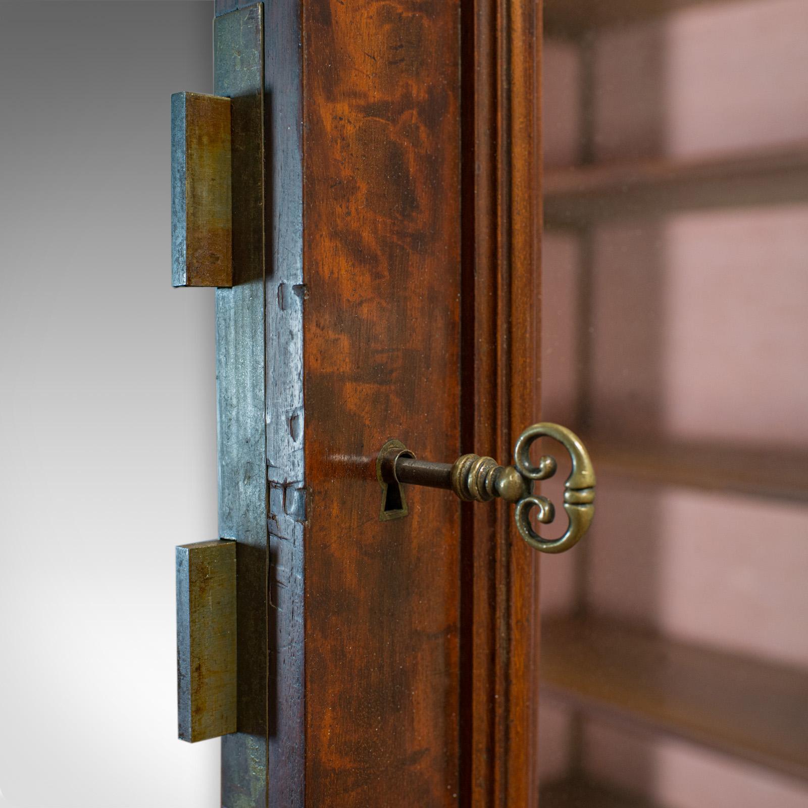 English Antique Display Cabinet, Victorian, Flame Mahogany Vitrine, circa 1850 For Sale