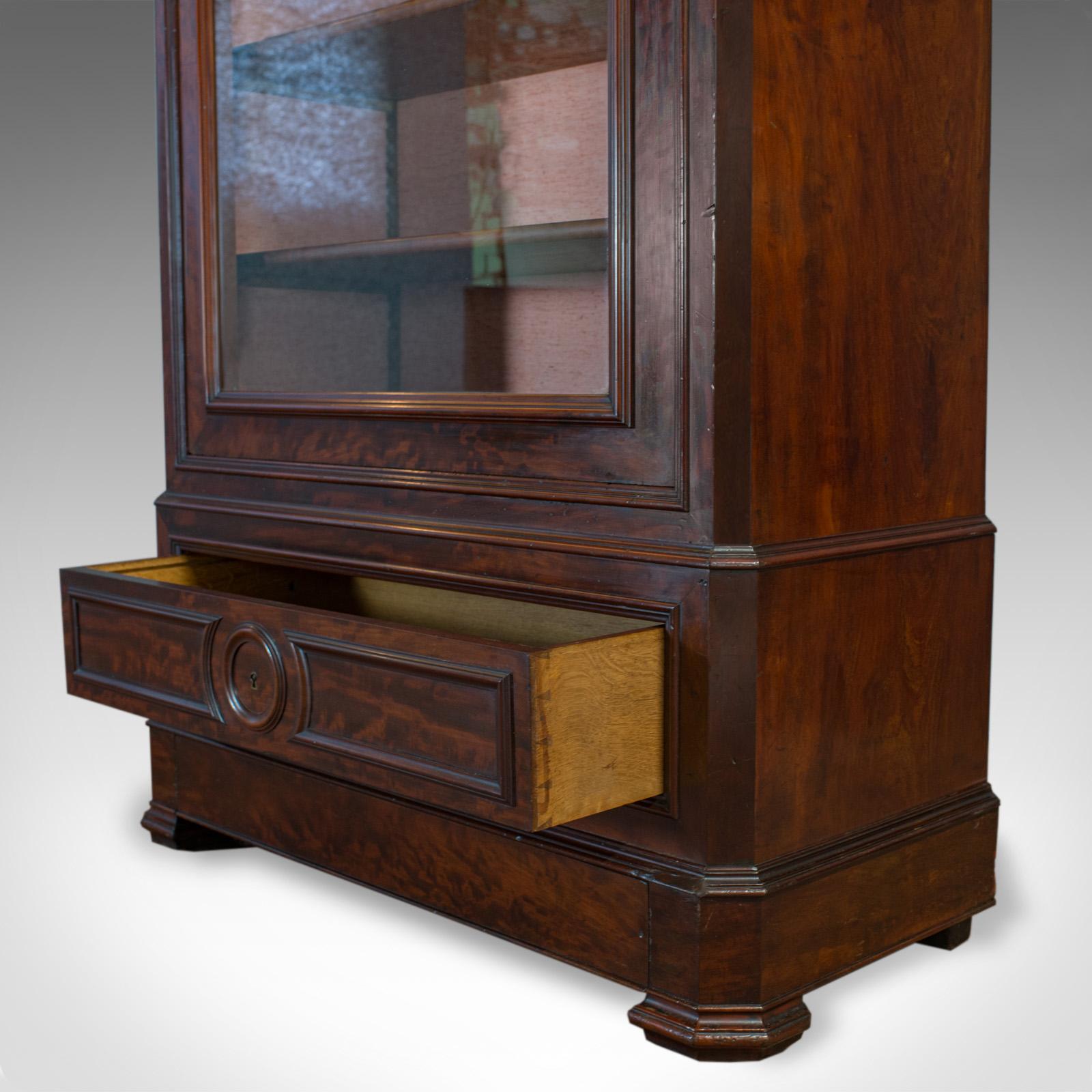 Antique Display Cabinet, Victorian, Flame Mahogany Vitrine, circa 1850 For Sale 1
