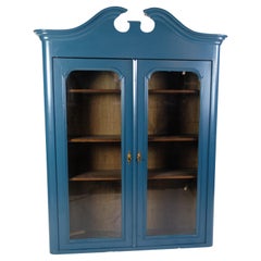 Vintage Display Cabinet/Vitrine Painted In Blue From 1920s
