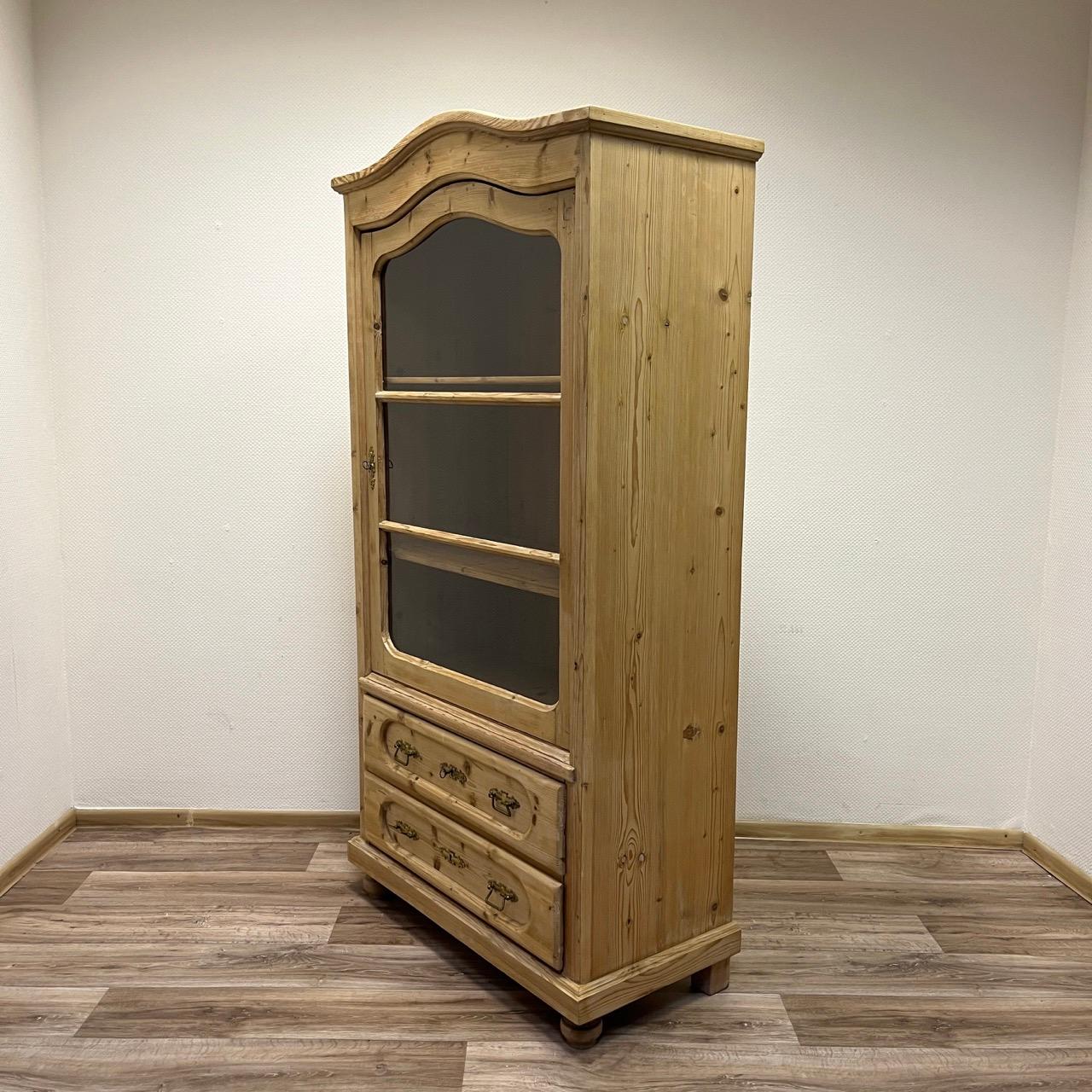 German Antique display cabinet  Wilhelminian style around 1860  Spruce  Original loc For Sale