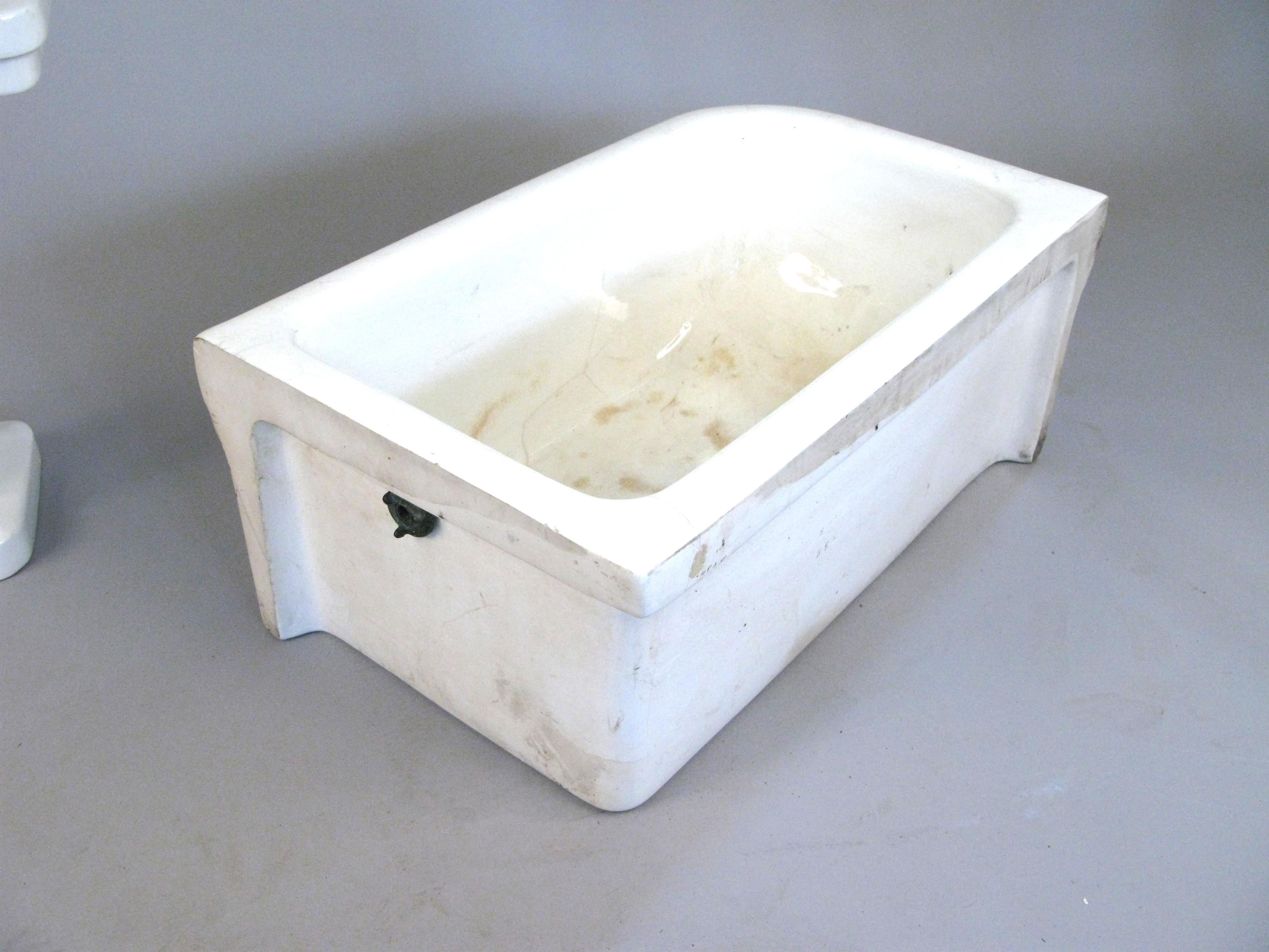 Early 20th Century Antique Display Models of Pedestal Sink and Soaking Tub