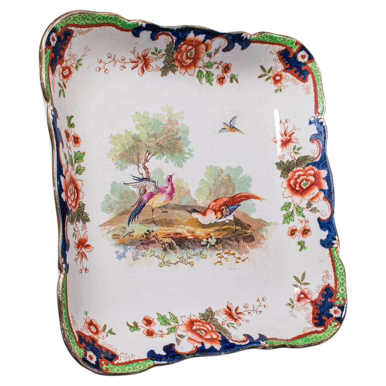 Antique Display Plate, English, Ceramic, Afternoon Tea Cake Platter, Edwardian For Sale