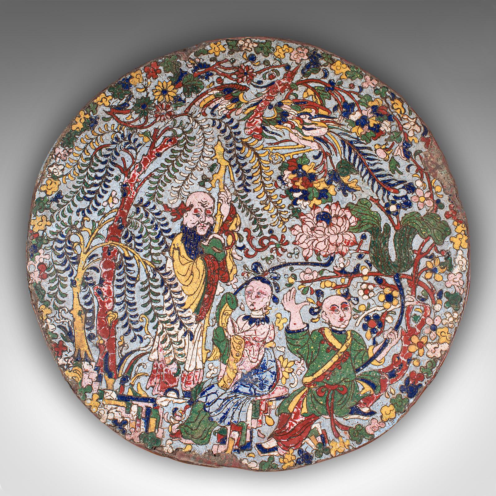 Antiker Schauteller, Orientalisch, Cloisonné-Plakette, Qing-Dynastie, Georgisch, 1750 (Chinesisch) im Angebot