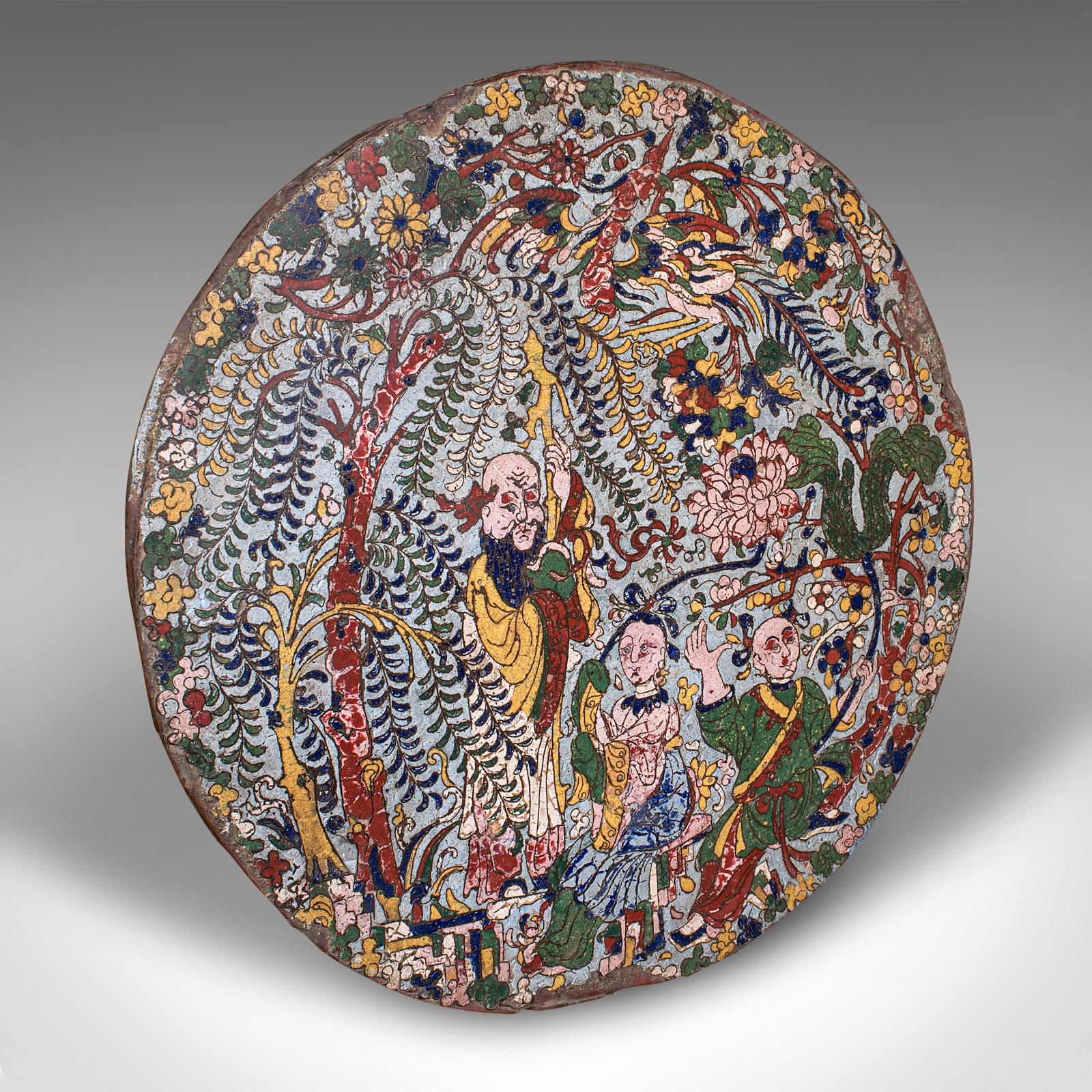 Antiker Schauteller, Orientalisch, Cloisonné-Plakette, Qing-Dynastie, Georgisch, 1750 im Angebot 2