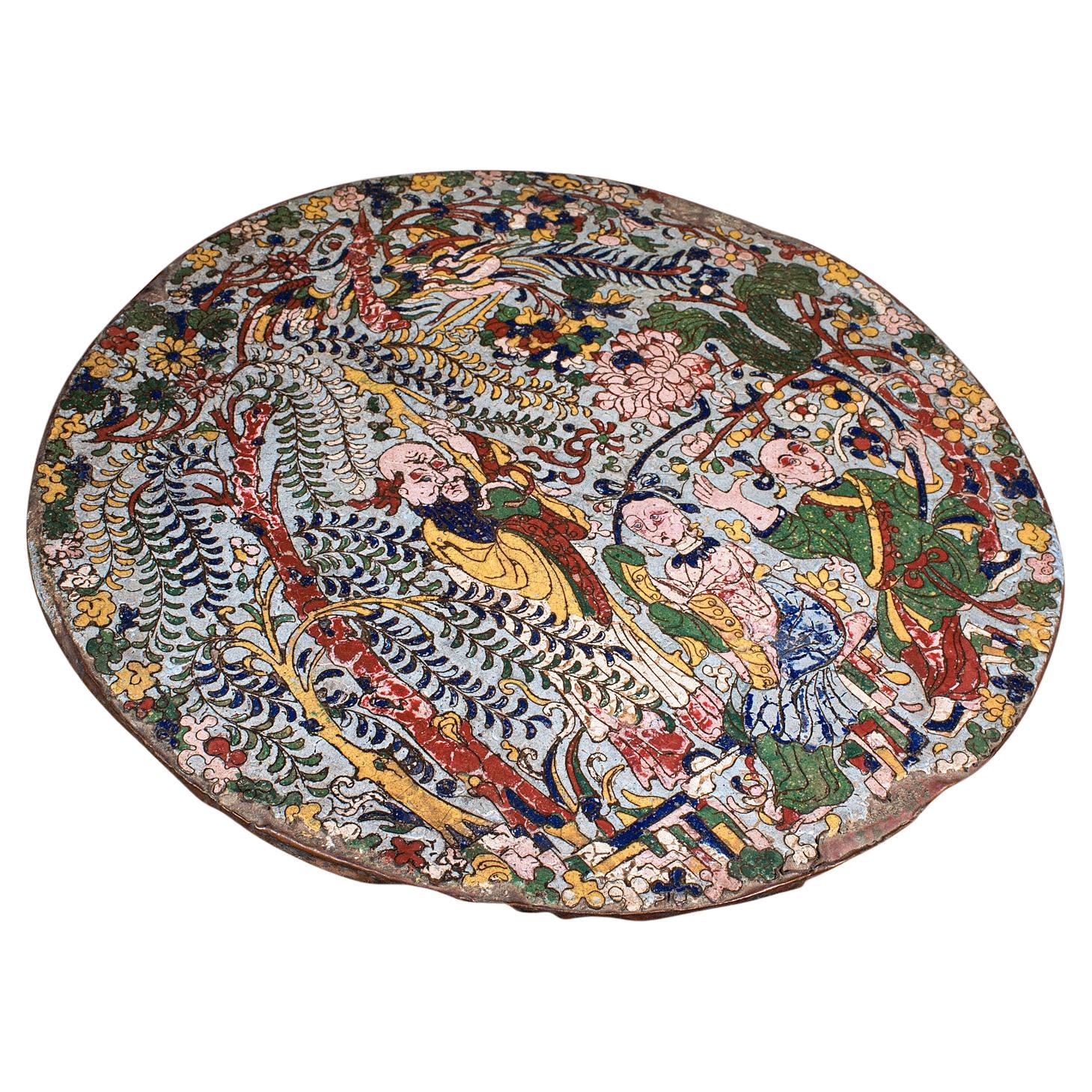 Antique Display Plate, Oriental, Cloisonne Plaque, Qing Dynasty, Georgian, 1750