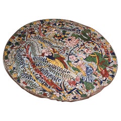 Antique Display Plate, Oriental, Cloisonne Plaque, Qing Dynasty, Georgian, 1750