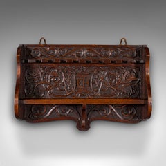 Antique Display Rack, English, Oak, Kitchen, Hallway, Wall Shelf, Victorian