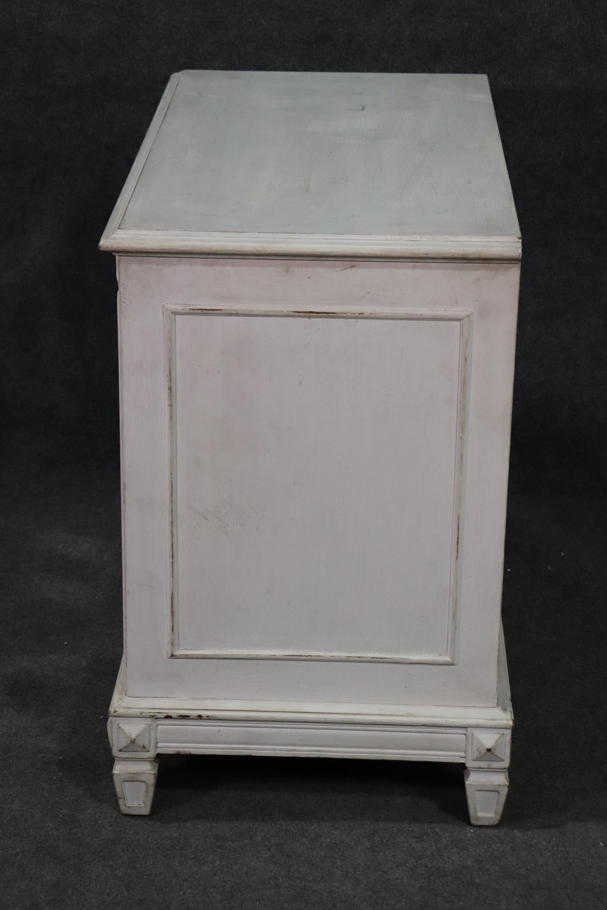 American Antique Distress Painted Patinated Mirrored Continental Style Commode Cabinet