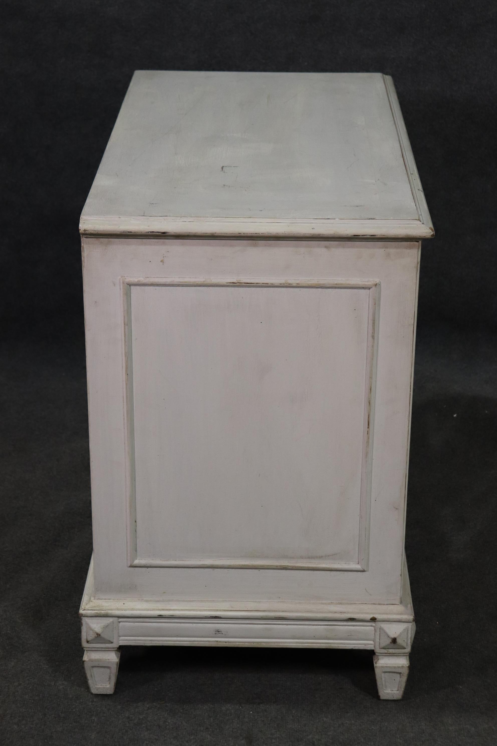 Late 20th Century Antique Distress Painted Patinated Mirrored Continental Style Commode Cabinet