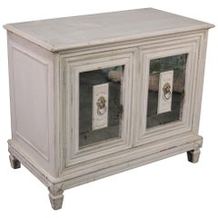 Antique Distress Painted Patinated Mirrored Continental Style Commode Cabinet