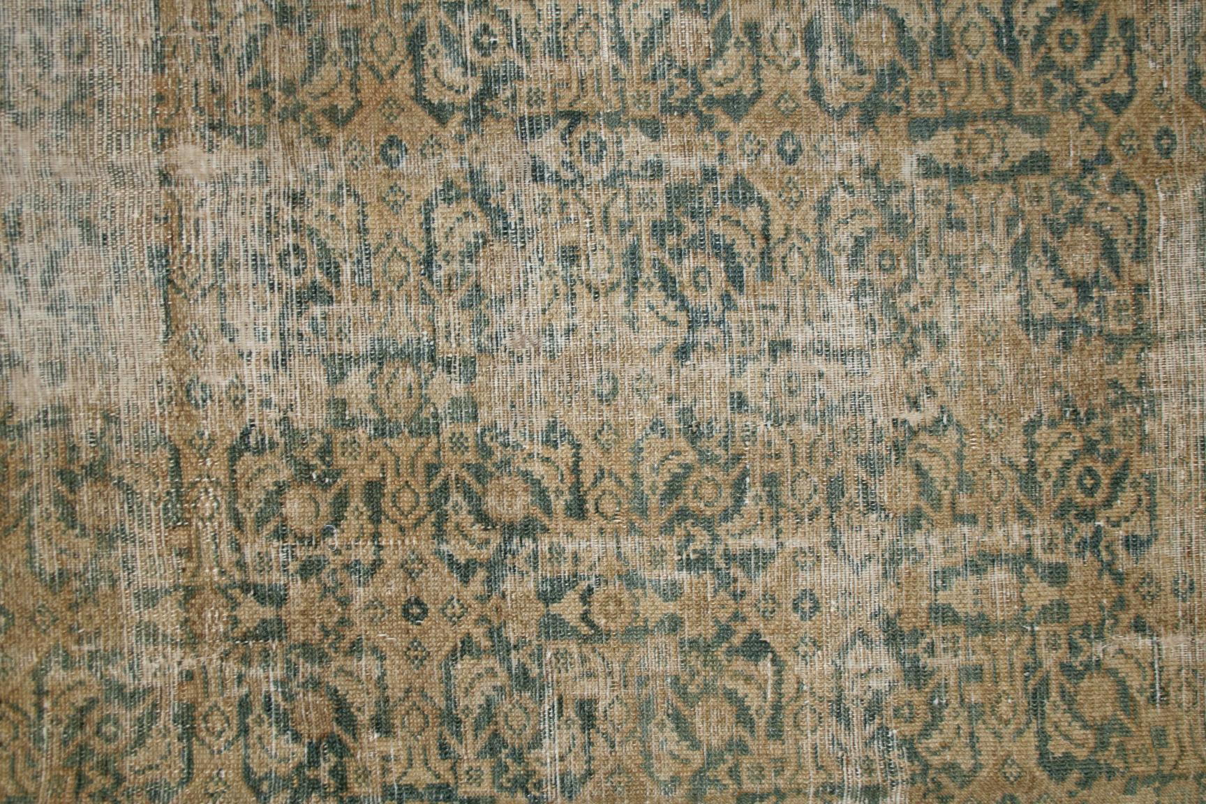 XIXe siècle Tapis ancien de Malayer, vert d'eau, avec motif Herati sur toute sa surface en vente