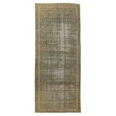 Antique Distressed Aqua Green Malayer Carpet with All-Over Herati Pattern