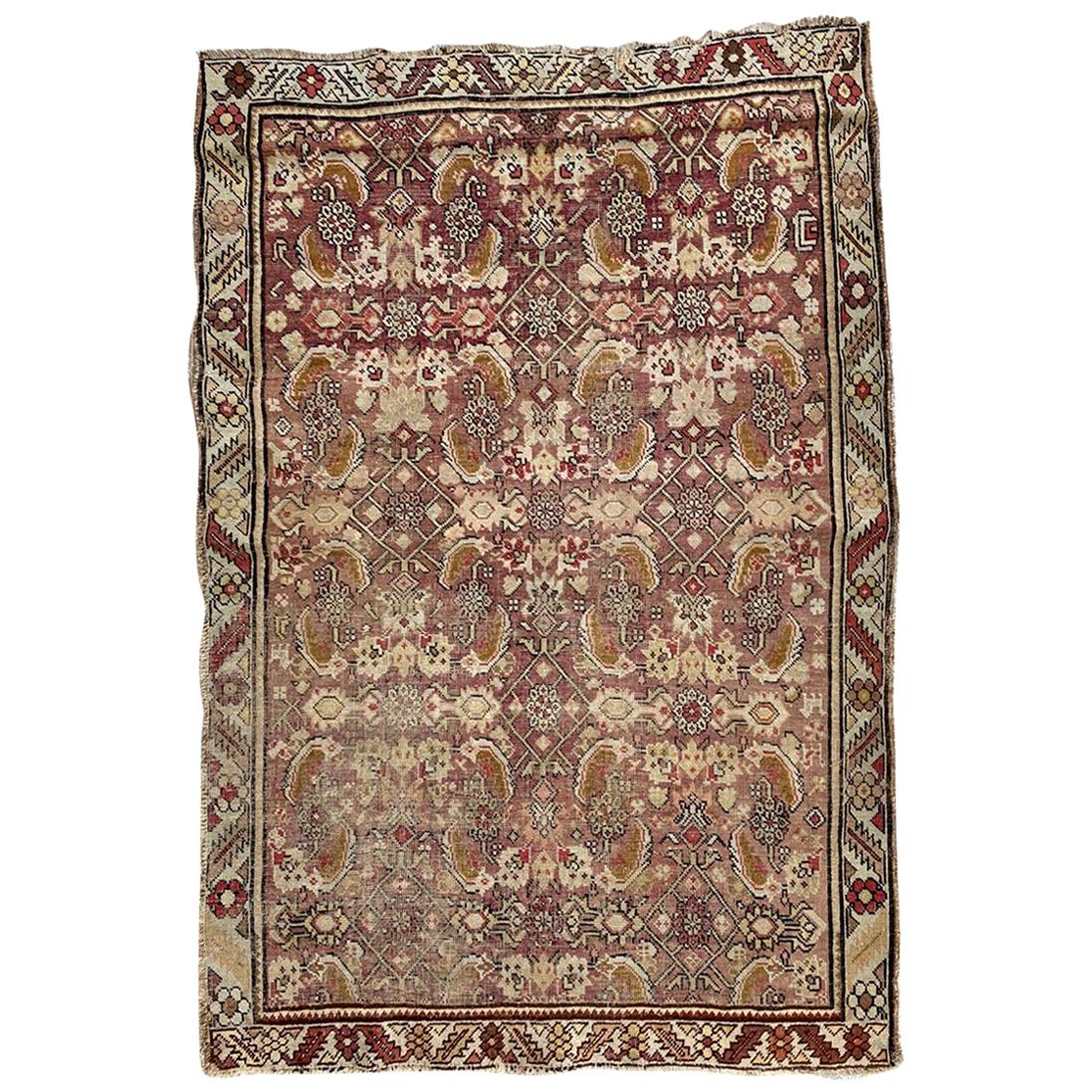 Antique Distressed Armenian Karabagh Rug