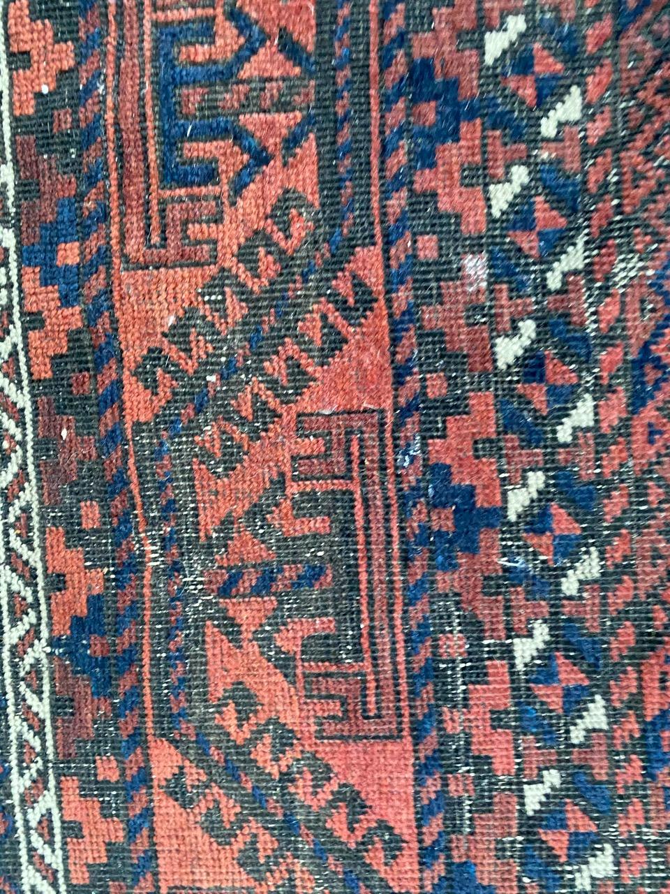 Antique Distressed Baluch Afghan Rug For Sale 3