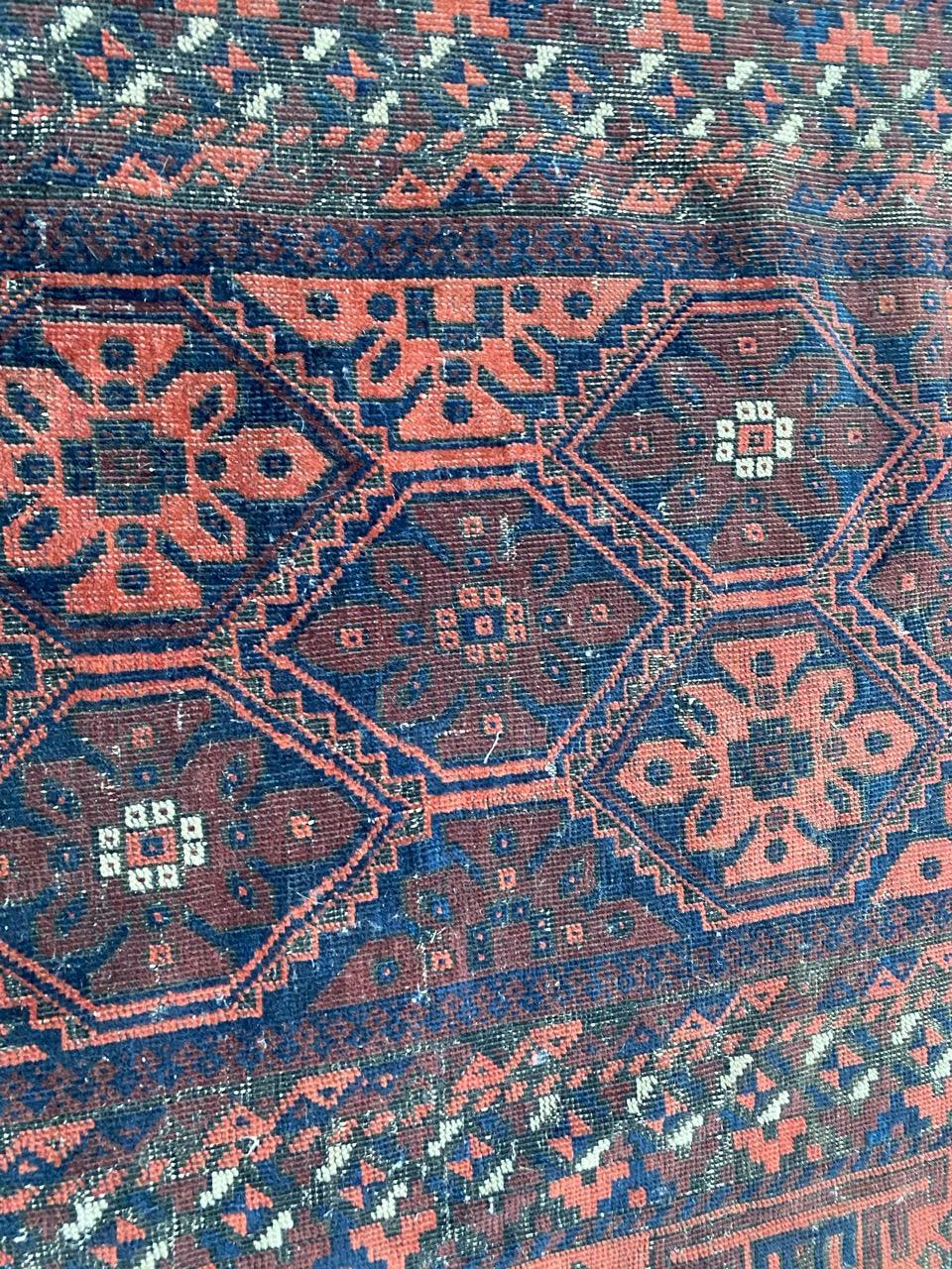 Antique Distressed Baluch Afghan Rug For Sale 5