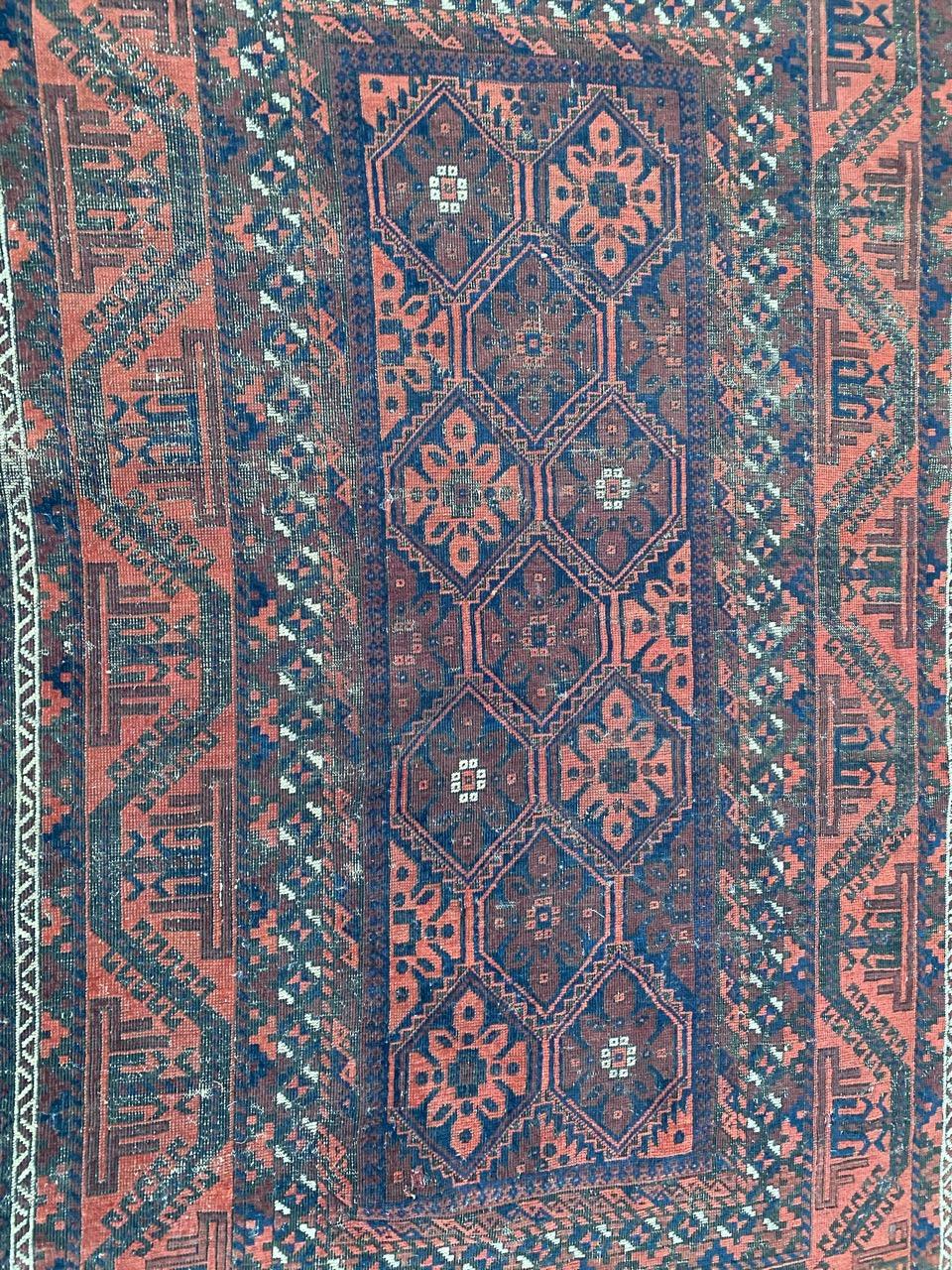 Antique Distressed Baluch Afghan Rug For Sale 8