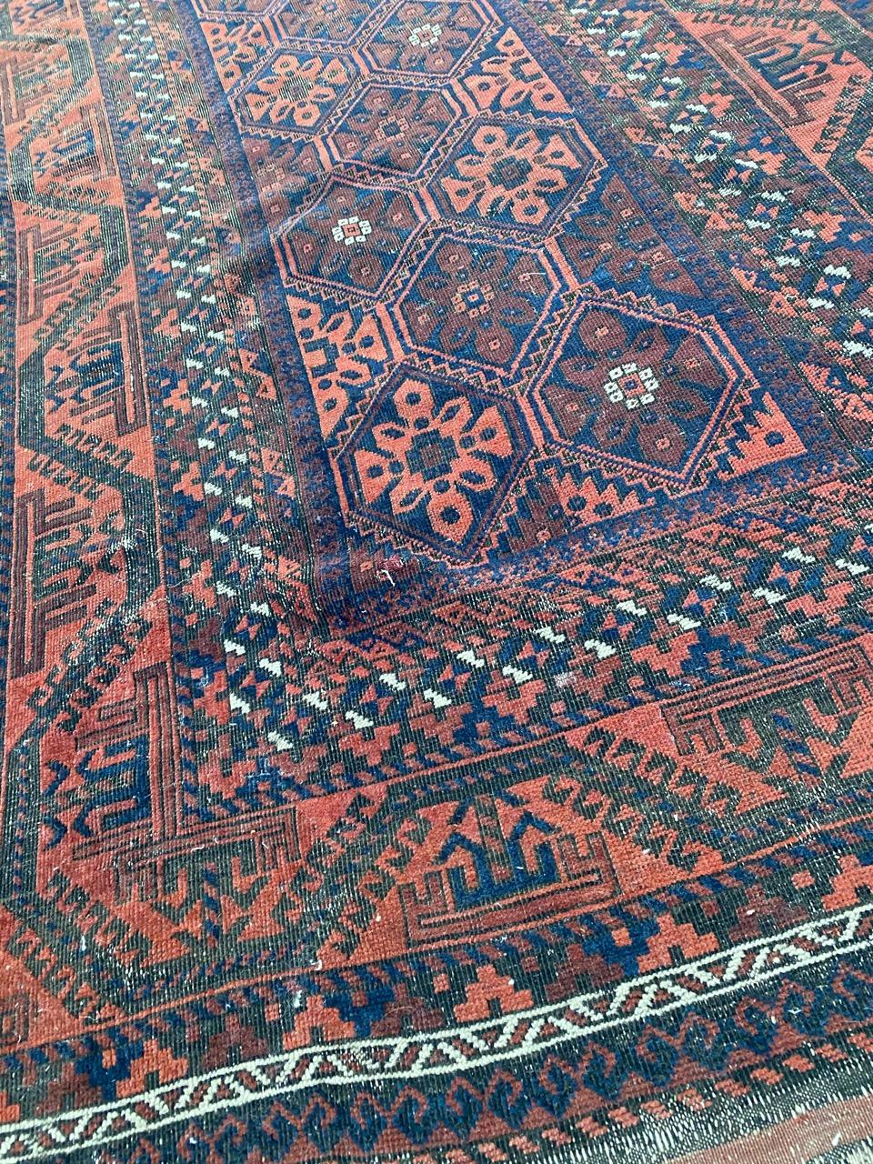 Antique Distressed Baluch Afghan Rug For Sale 11