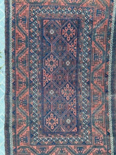 Antique Distressed Baluch Afghan Rug