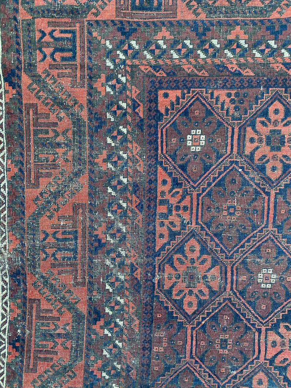 19th Century Antique Distressed Baluch Afghan Rug For Sale