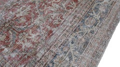 Antique Distressed Blue and Red Mahal Wool Rug 8'1''x12'