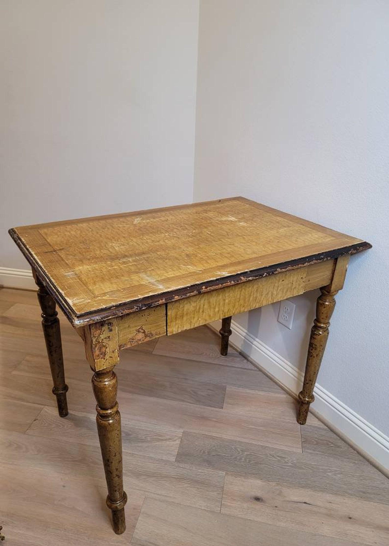 19th Century Antique Distressed Country Farmhouse Work Table For Sale