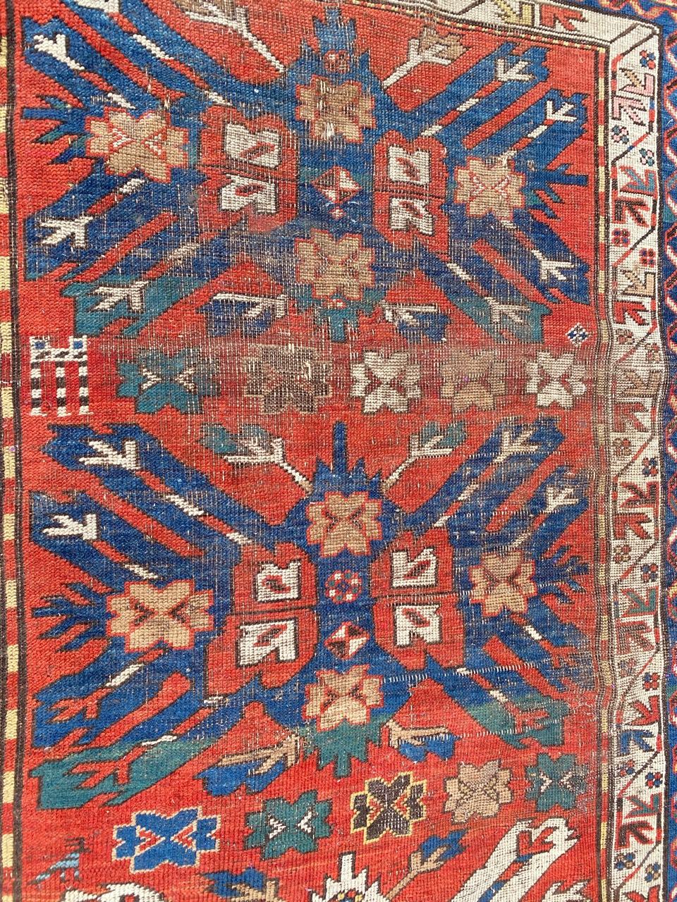Wool Antique Distressed Eagle Kazak Rug