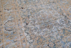 Antique Distressed Earthy Blue Tones Malayer Wool Rug 6'x12'7''