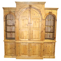 Antique Distressed English Country Manor Style Country Pine Cabinet Armoire