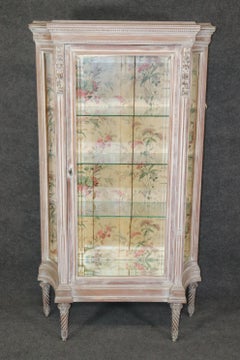 Antique Distressed French Louis XVI Style Curio Cabinet, Display Cabinet
