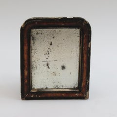 Antique Distressed French Painted Wall Mirror, 19th Century