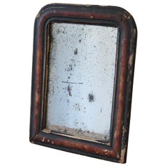 Antique Distressed French Painted Wall Mirror, 19th Century