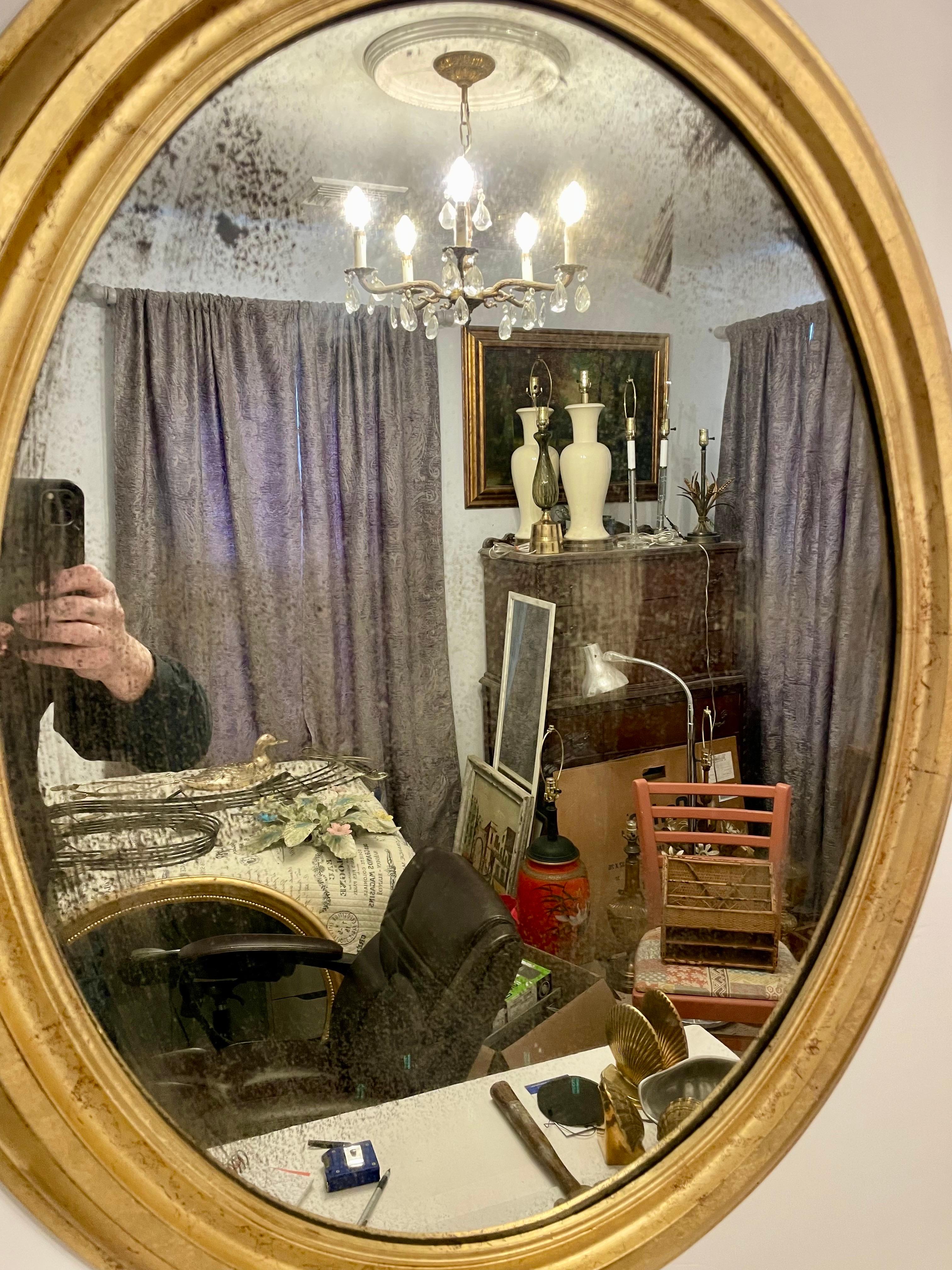 Antique Distressed Gold Gilt Mirror For Sale 6