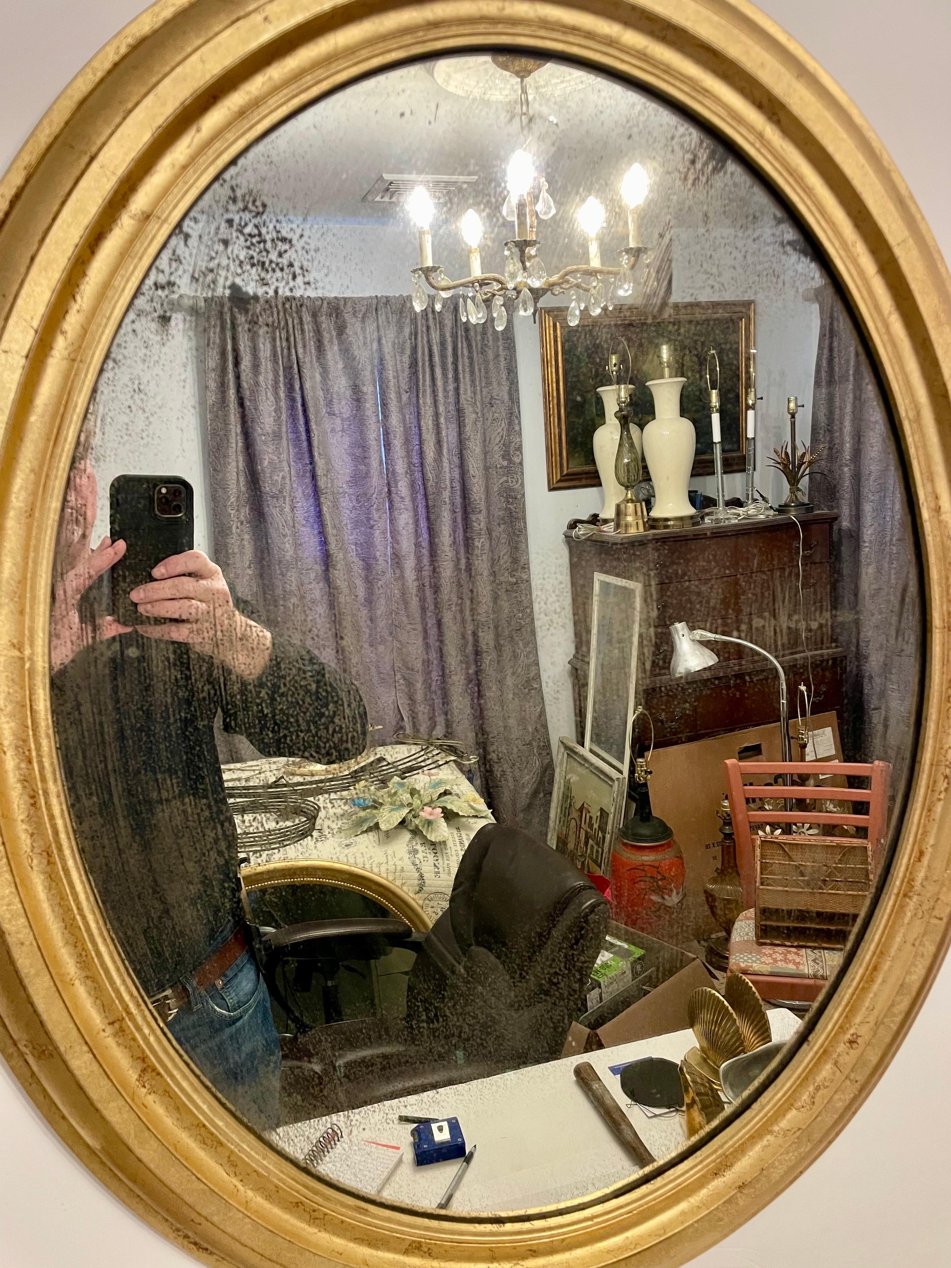 Antique Distressed Gold Gilt Mirror For Sale 9