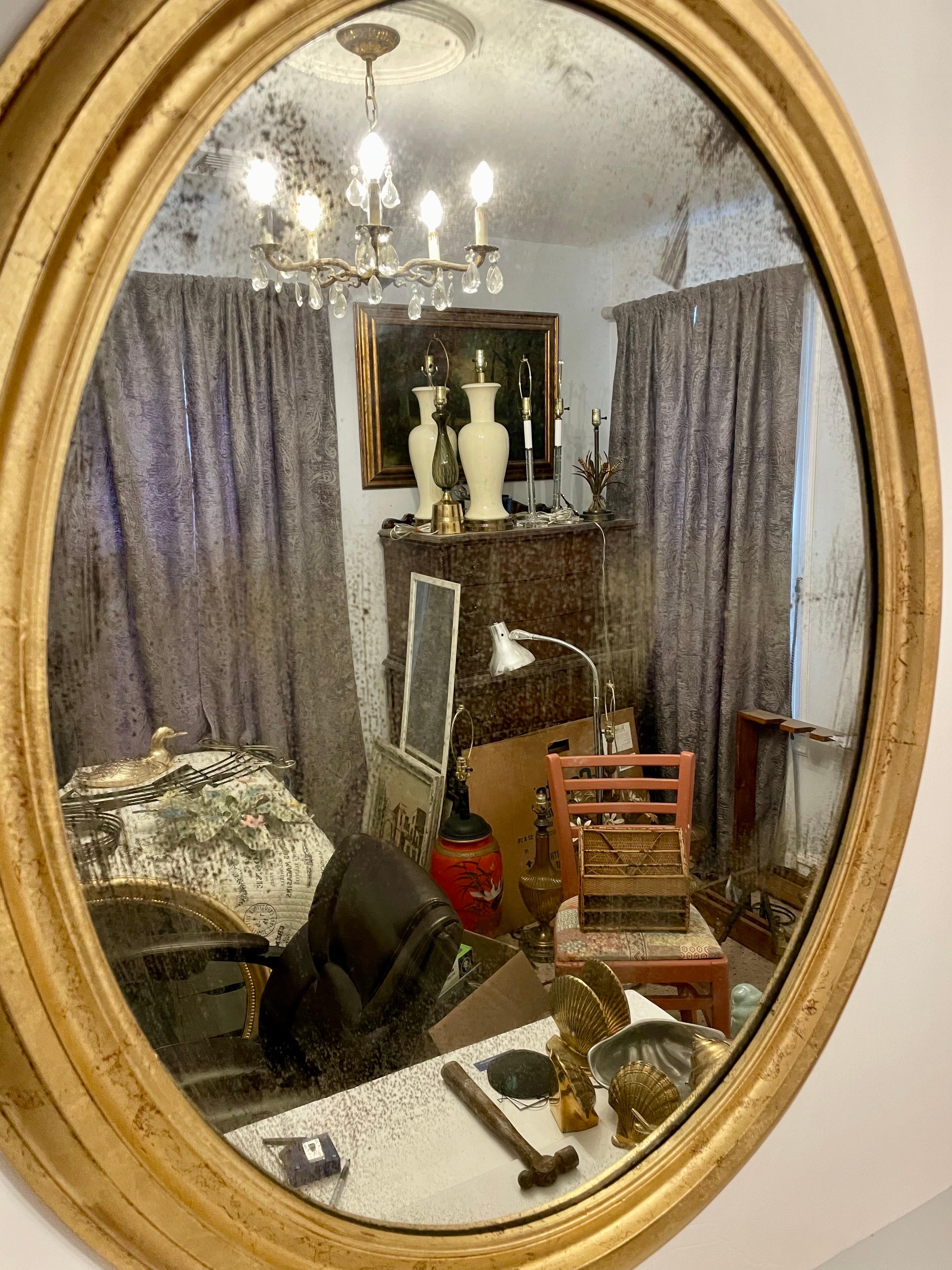 Antique Distressed Gold Gilt Mirror For Sale 1