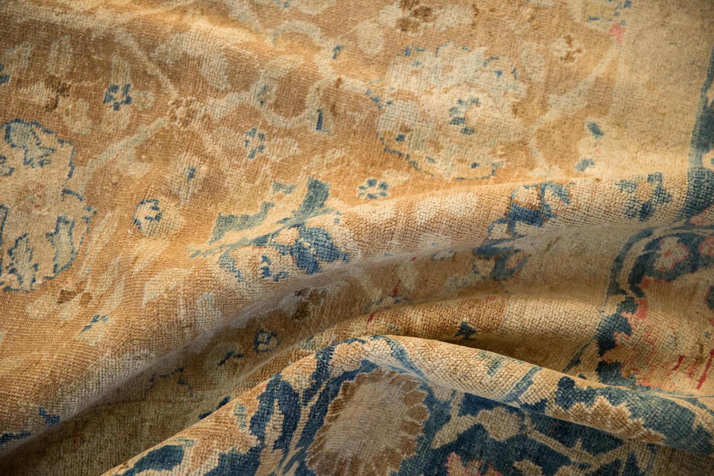 Antique Distressed Gold Wash Khoy Carpet For Sale 3