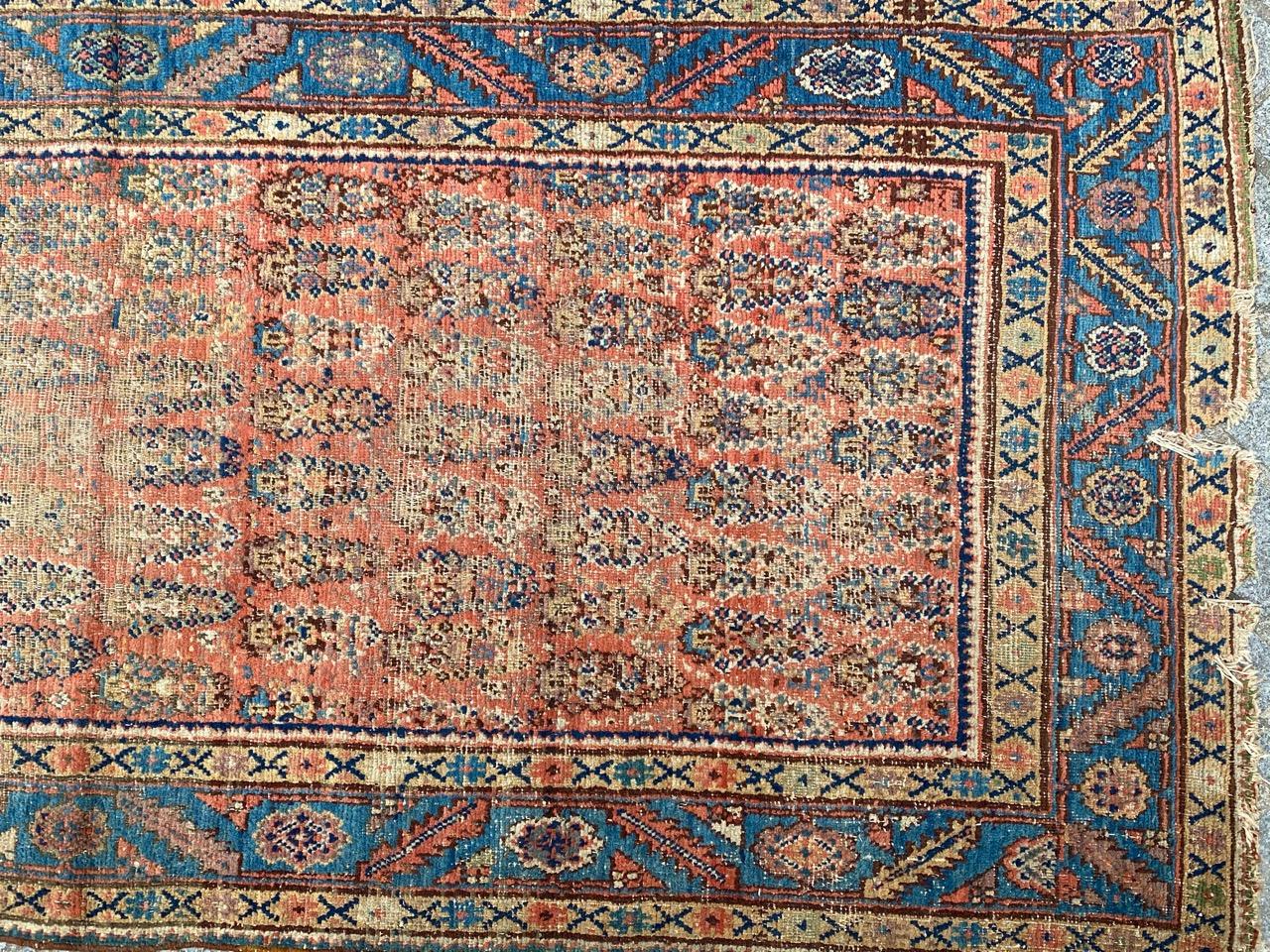 Asian Antique Distressed Heriz Runner