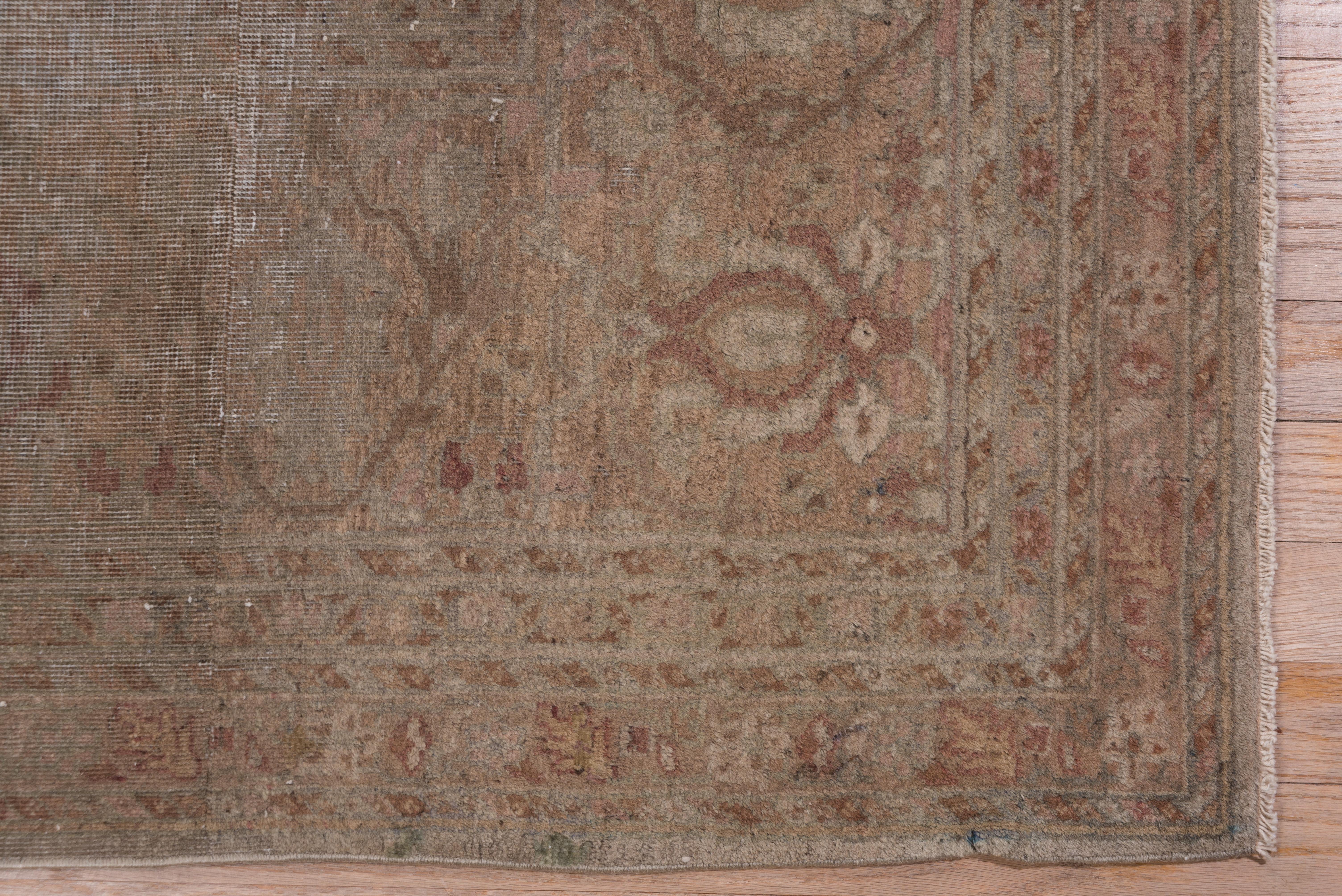 Antique Distressed Indian Amritzar Carpet, circa 1910s, Mauve Field 3