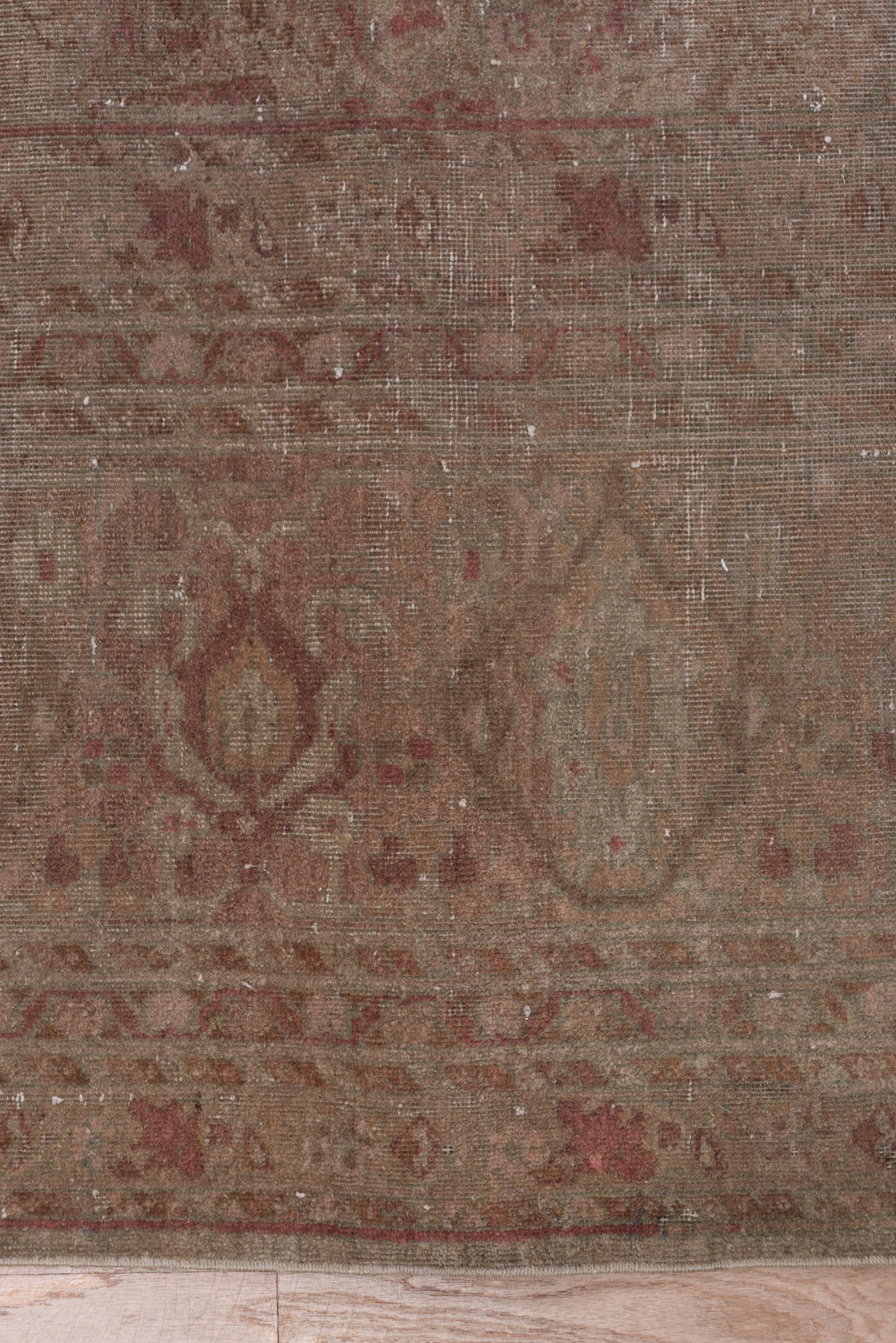 Antique Distressed Indian Amritzar Carpet, circa 1910s, Mauve Field 5