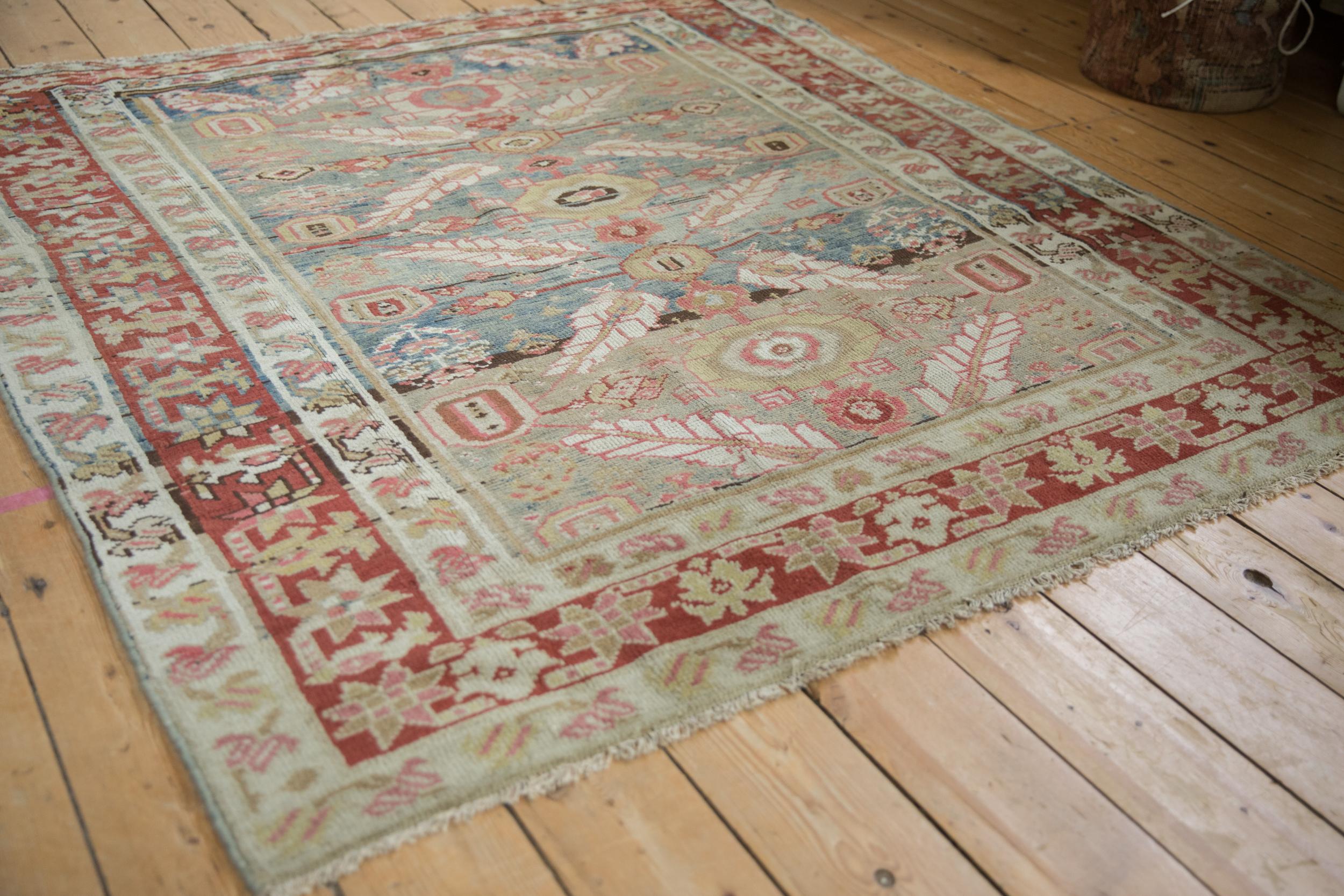 Other Antique Distressed Karaja Square Carpet For Sale