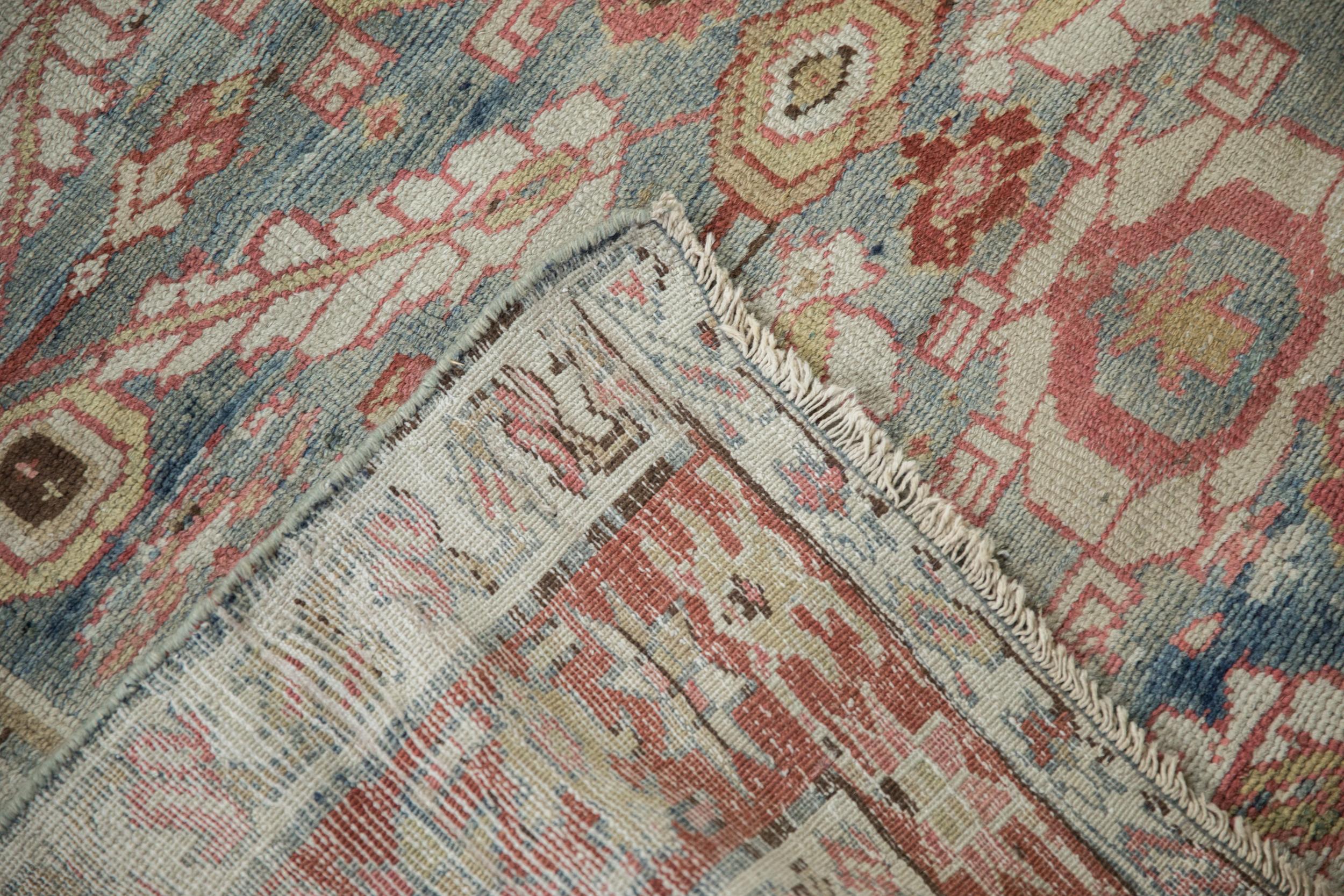 Antique Distressed Karaja Square Carpet In Fair Condition For Sale In Katonah, NY